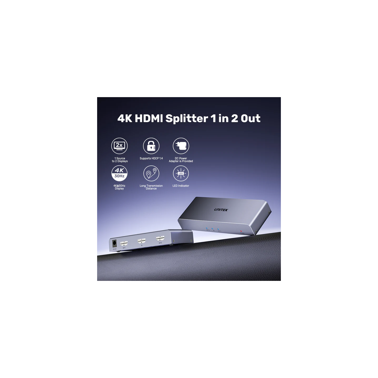 Unitek HDMI Splitter - V1130A - 1x2 4K30Hz — Buy in Cyprus with Fast Delivery