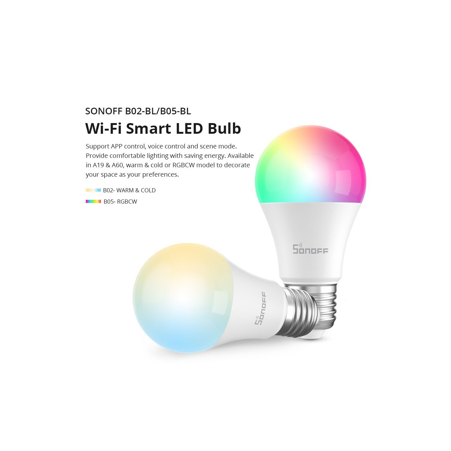 Sonoff WiFi Smart Bulb - B05-BL-A60 - E27 RGB — Buy in Cyprus with Fast Delivery
