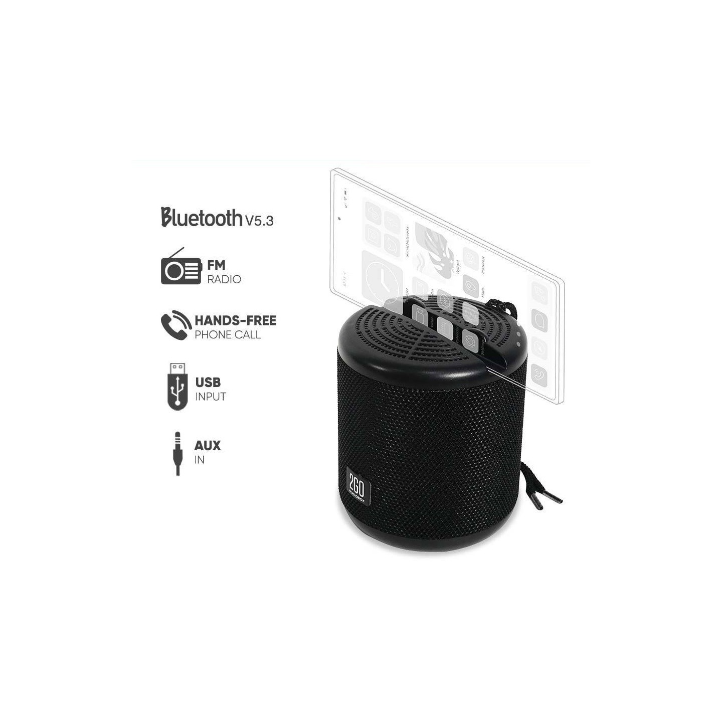 SonicGear AudioBox - 2GO-Dock100 - Portable BT FM Speaker with Dock Black — Buy in Cyprus with Fast Delivery