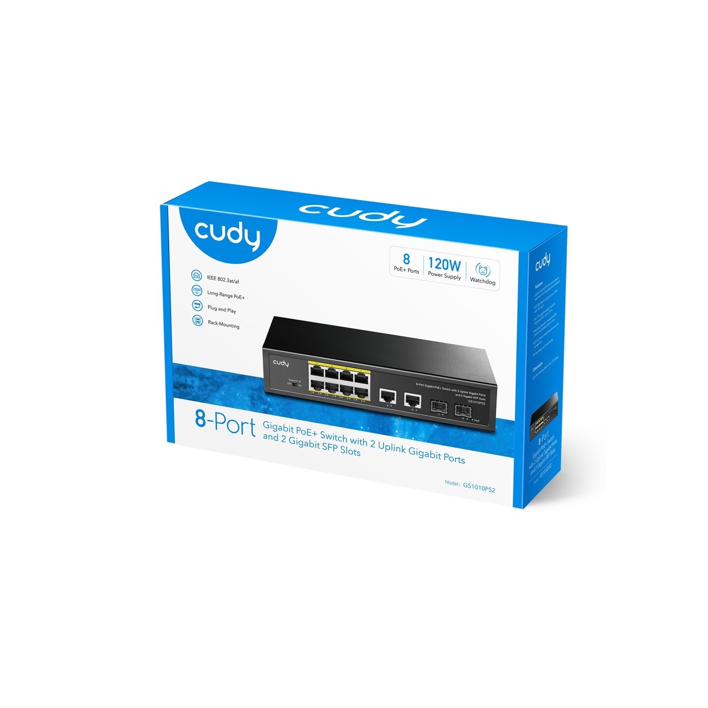 Cudy Switch PoE Gigabit - GS1010PS2 - 8PoE + 2GbE + 2SFP Uplink 120W — Buy in Cyprus with Fast Delivery