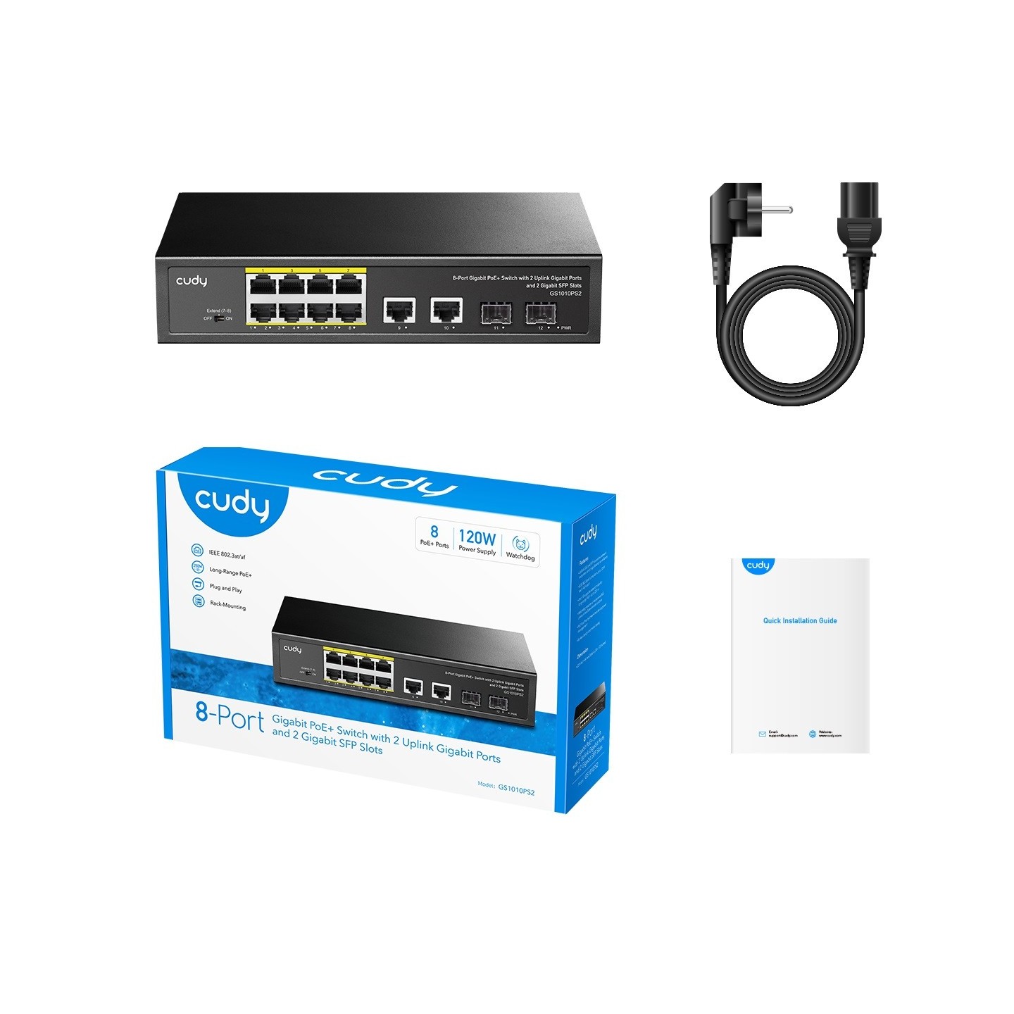 Cudy Switch PoE Gigabit - GS1010PS2 - 8PoE + 2GbE + 2SFP Uplink 120W — Buy in Cyprus with Fast Delivery