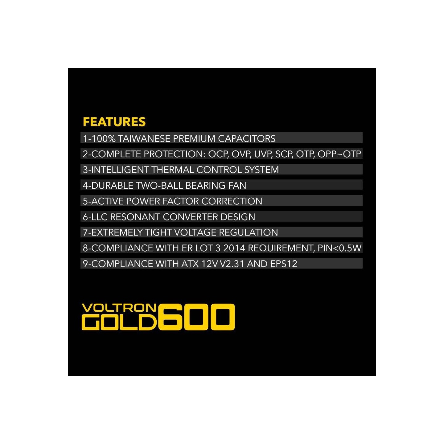 Armaggeddon Voltron Gold 600W 80+ Gold PSU - Black (Boxed) — Buy in Cyprus with Fast Delivery