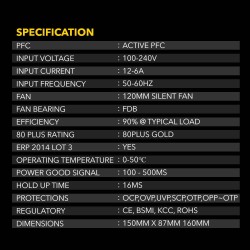 Armaggeddon Voltron Gold 600W 80+ Gold PSU - Black (Boxed) — Buy in Cyprus with Fast Delivery