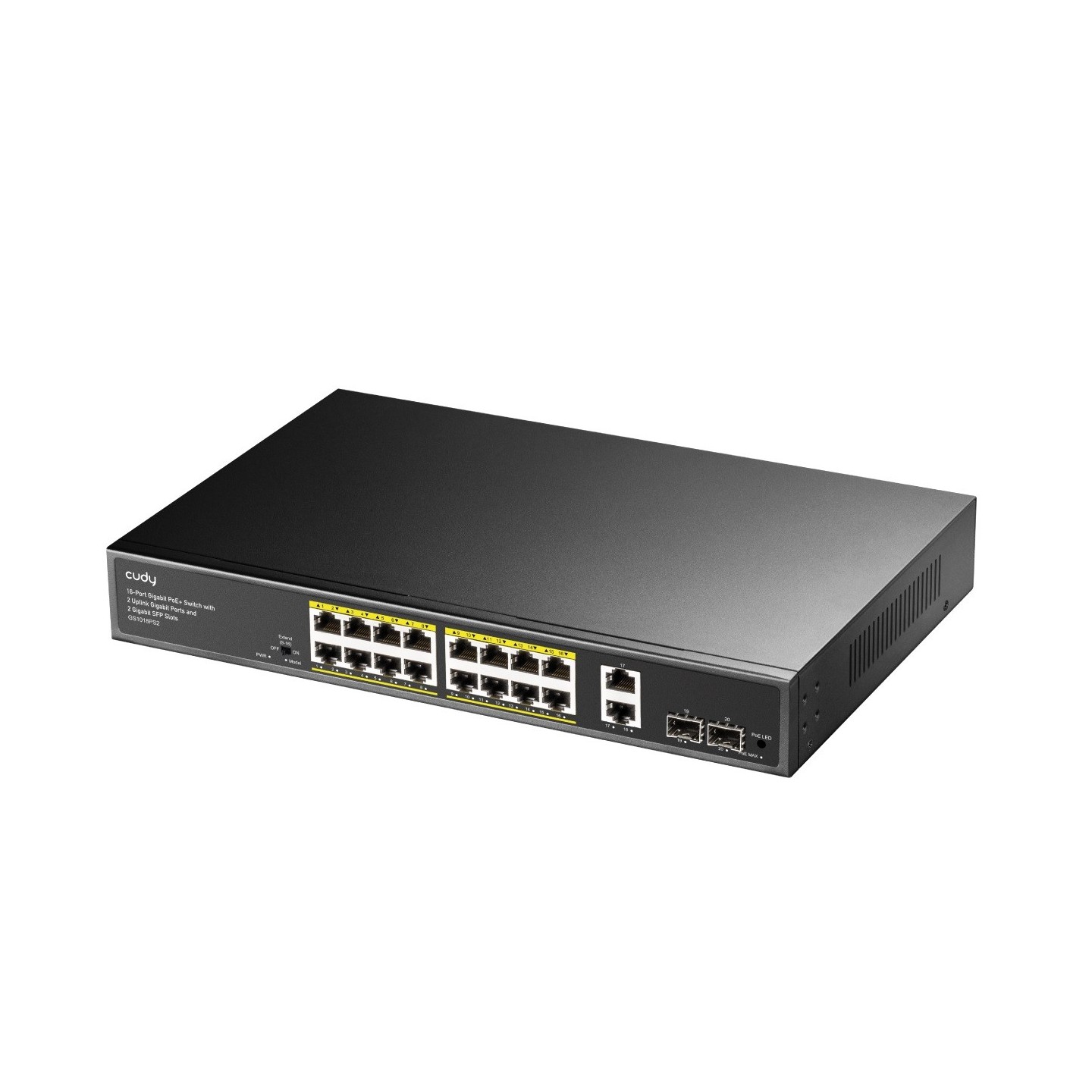 Cudy Switch PoE Gigabit 16PoE + 2GbE + 2SFP Uplink 200W - GS1018PS2 - 16PoE + 2GbE + 2SFP Uplink 200W