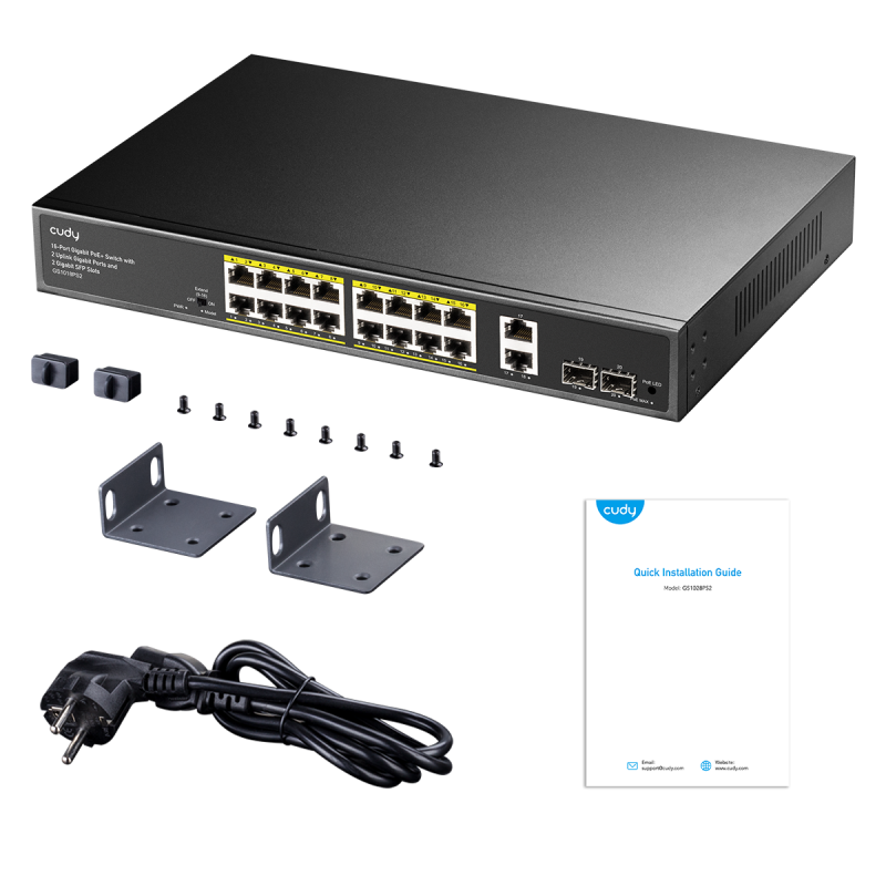 Buy Cudy Switch PoE Gigabit 16PoE + 2GbE + 2SFP Uplink 200W - GS1018PS2 - 16PoE ... in Cyprus, Nicosia, Limassol, Larnaka, Pafos