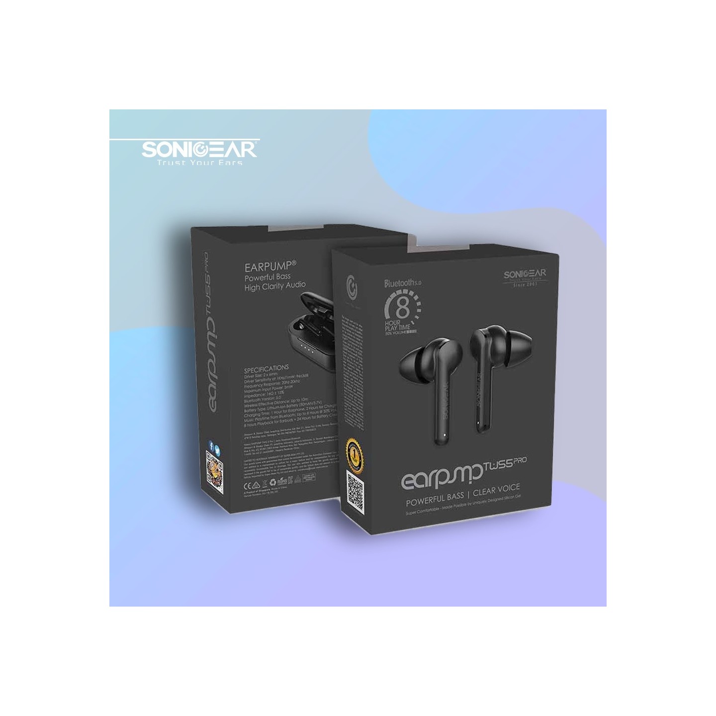 SonicGear EARPUMP IPX5 Earphones White - TWS 5 PRO - IPX5 Earphones White — Buy in Cyprus with Fast Delivery