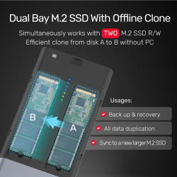 Buy Unitek USB-C NVMe PCIe Enclosure 20Gbps Dual Offline Clone - S1206A - USB-C ... in Cyprus, Nicosia, Limassol, Larnaka, Pafos