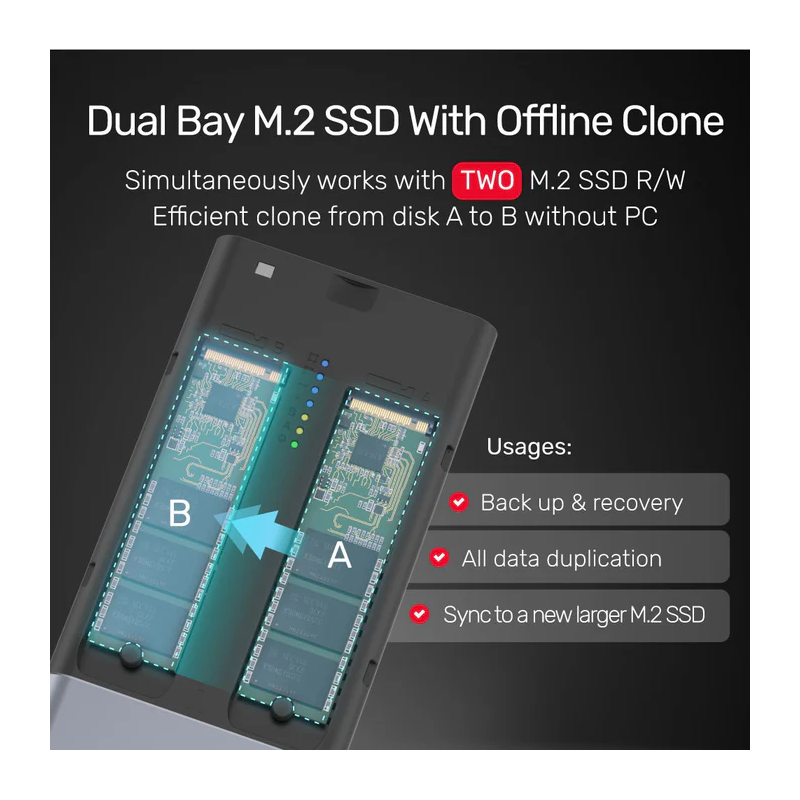 Buy Unitek USB-C NVMe PCIe Enclosure 20Gbps Dual Offline Clone - S1206A - USB-C ... in Cyprus, Nicosia, Limassol, Larnaka, Pafos