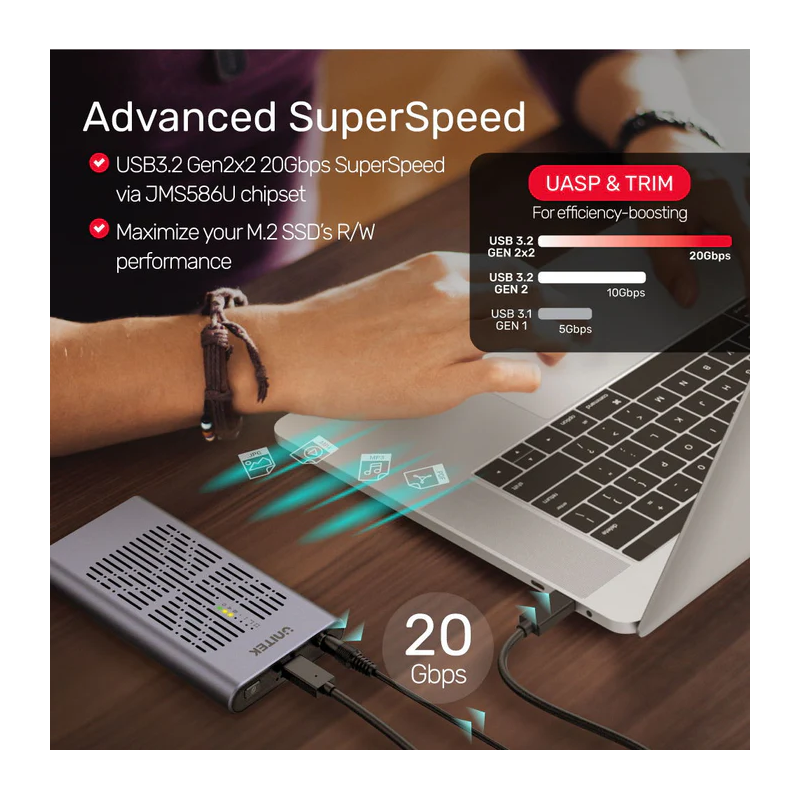 Buy Unitek USB-C NVMe PCIe Enclosure 20Gbps Dual Offline Clone - S1206A - USB-C ... in Cyprus, Nicosia, Limassol, Larnaka, Pafos