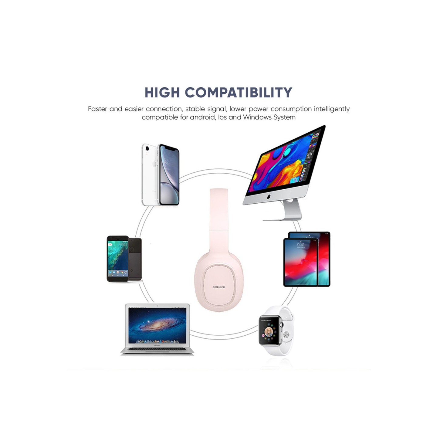 SonicGear Headphones - AIRPHONE 3 - Bluetooth Type-C Cloud Pink — Buy in Cyprus with Fast Delivery