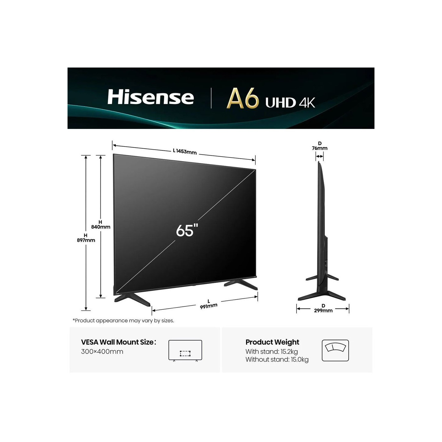 Hisense TV - 65A6Q - 65'' 4K Smart LED TV — Buy in Cyprus with Fast Delivery