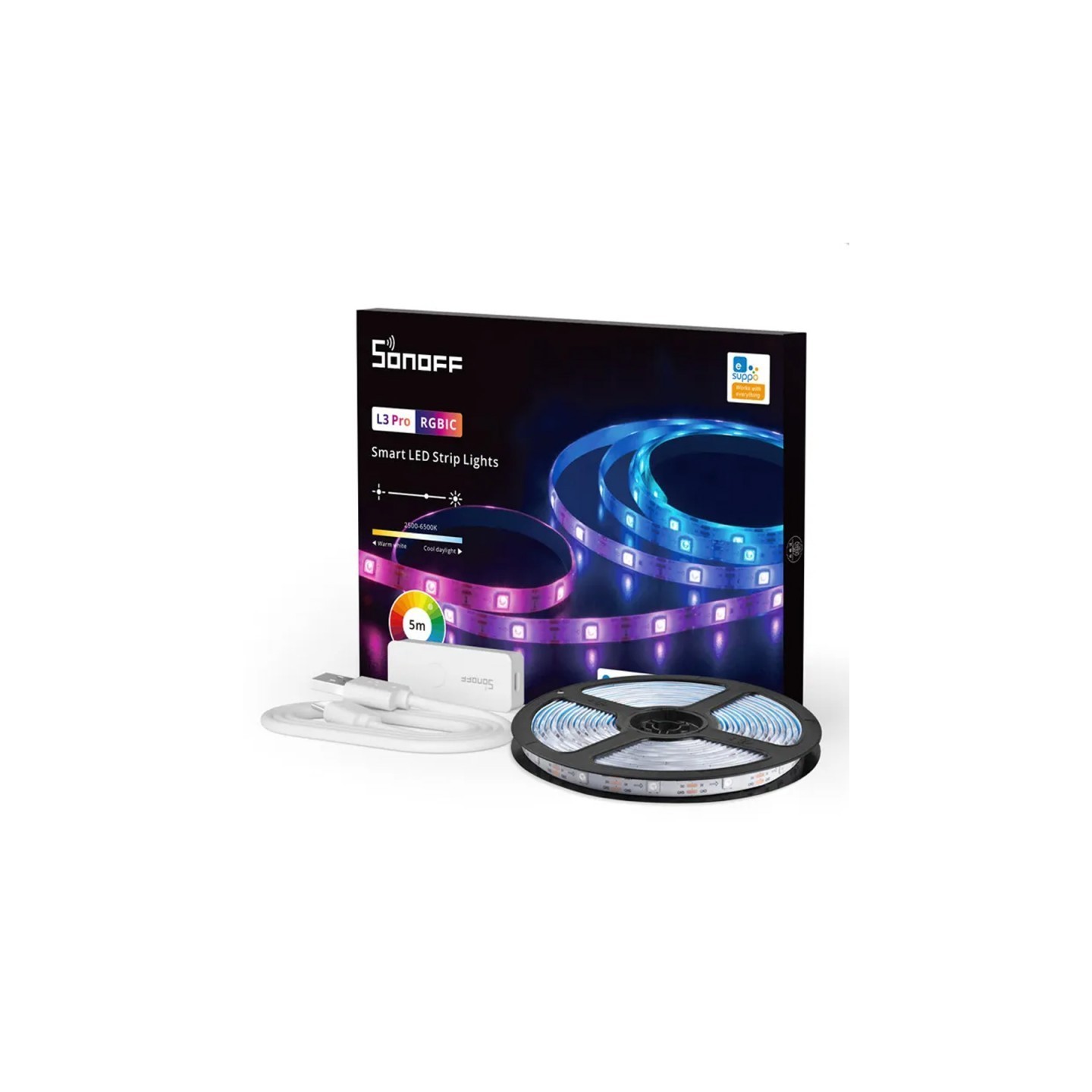Sonoff Smart LED Light Strip RGBIC Outdoor IP54 Wi-Fi BT - L3-5M-P - RGBIC Outdoor IP54 Wi-Fi BT