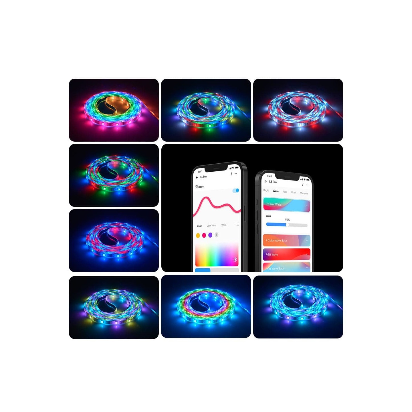 Sonoff Smart LED Light Strip RGBIC Outdoor IP54 Wi-Fi BT - L3-5M-P - RGBIC Outdoor IP54 Wi-Fi BT