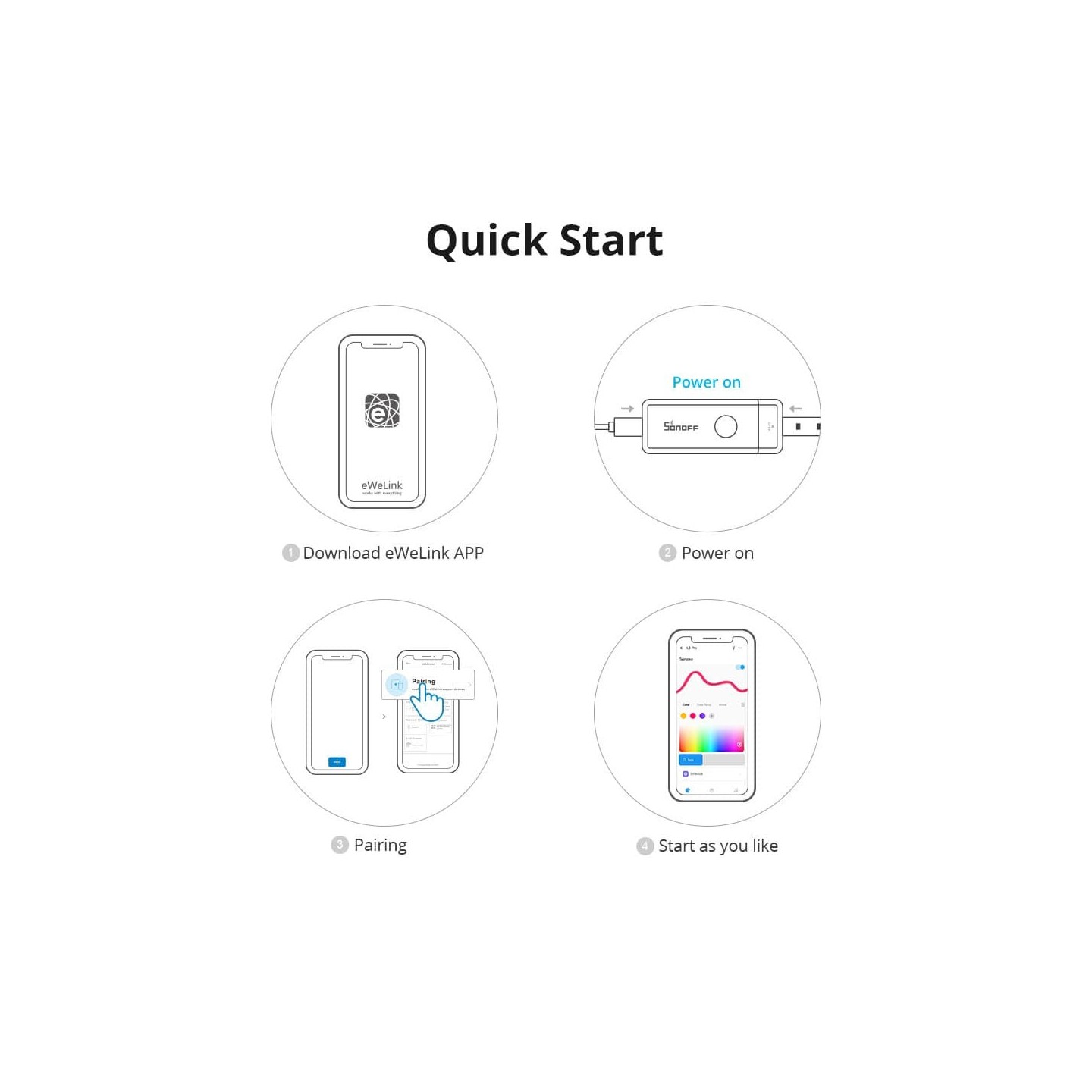 Sonoff Smart LED Light Strip RGBIC Outdoor IP54 Wi-Fi BT - L3-5M-P - RGBIC Outdoor IP54 Wi-Fi BT
