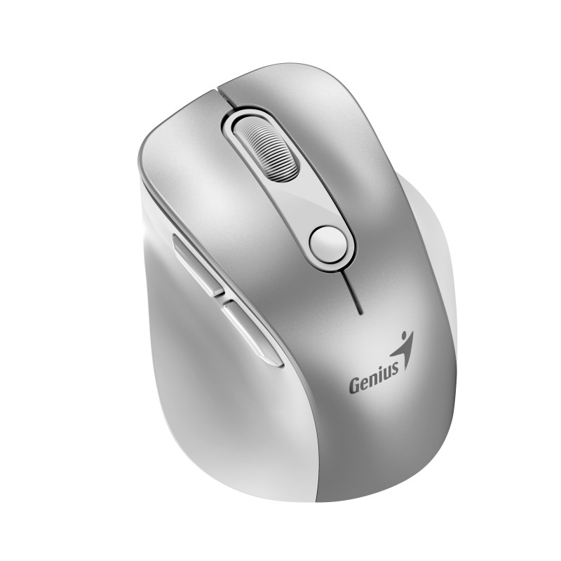 Genius Ergo 9000S Pro Wireless Bluetooth Rechargeable Mini Ergonomic Silent Mouse Silver (Boxed)