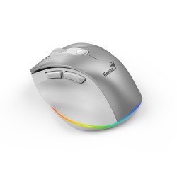 Genius Ergo 9000S Pro Wireless Bluetooth Rechargeable Mini Ergonomic Silent Mouse Silver (Boxed)