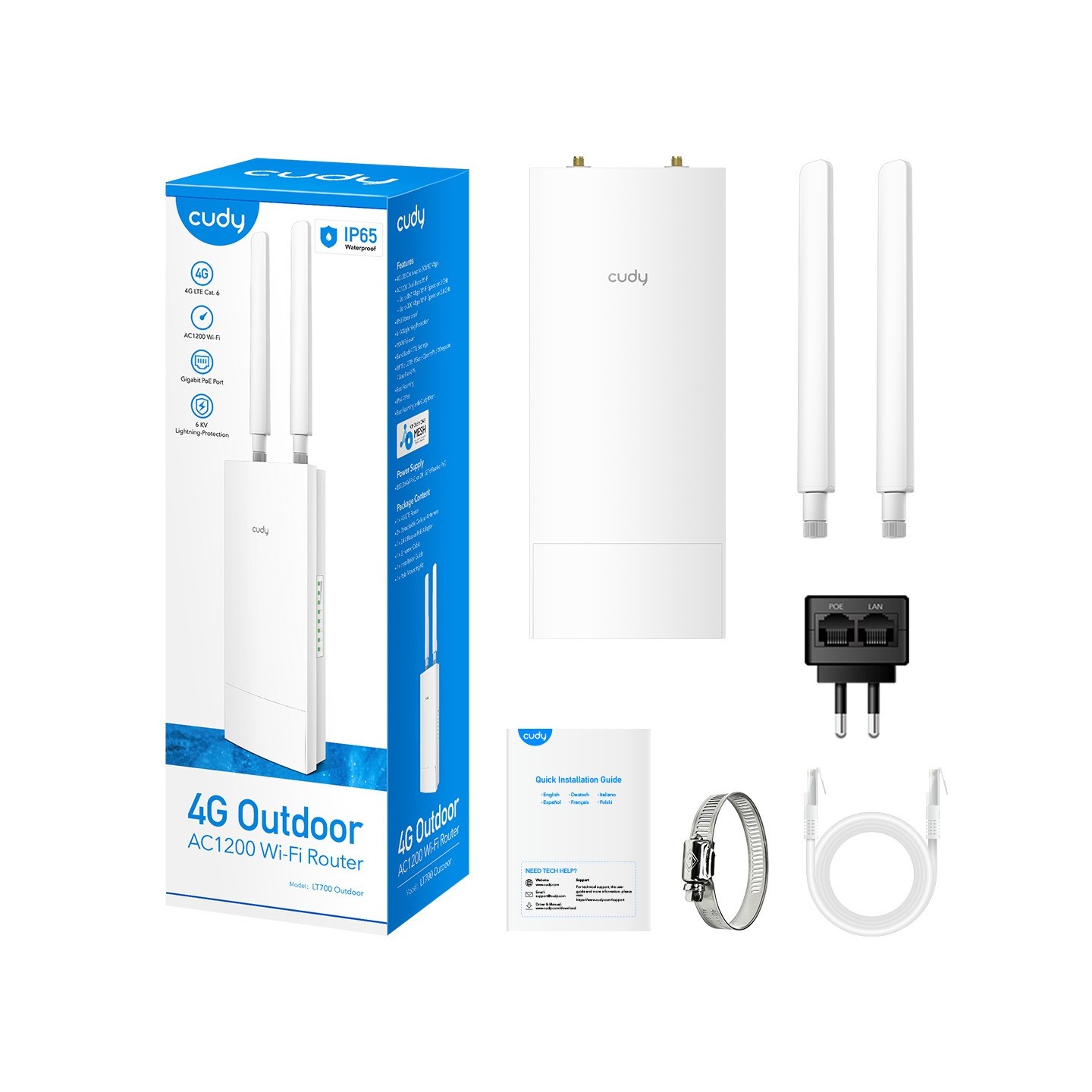 Cudy Router - LT700 - 4G LTE CAT6 AC1200 Dual Band Gigabit Wi-Fi Outdoor IP65 — Buy in Cyprus with Fast Delivery