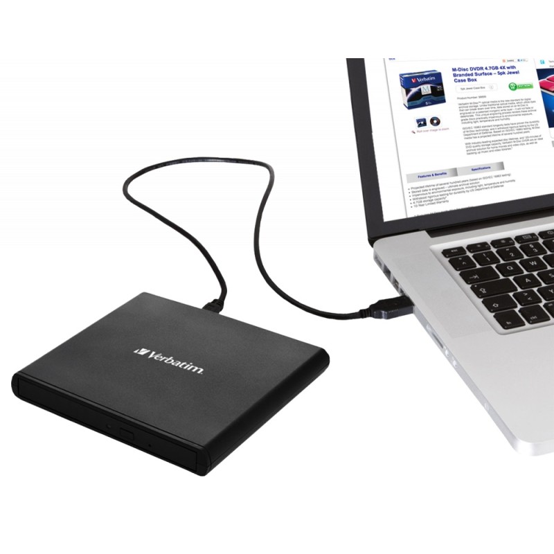 Buy Verbatim External Slimline CD/DVD Writer - USB 2.0 Black in Cyprus, Nicosia, Limassol, Larnaka, Pafos
