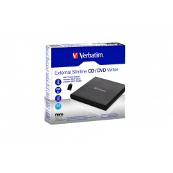 Verbatim External Slimline CD/DVD Writer USB 2.0 Black - 98938 (Boxed) — Buy in Cyprus with Fast Delivery