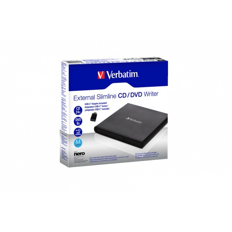 Buy Verbatim External Slimline CD/DVD Writer - USB 2.0 Black in Cyprus, Nicosia, Limassol, Larnaka, Pafos