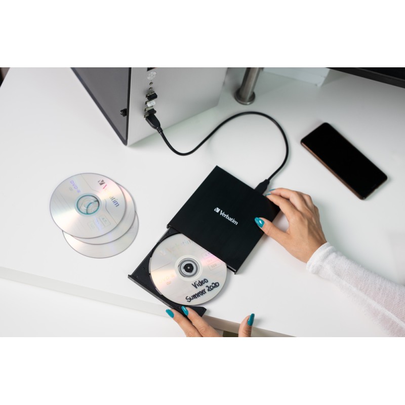 Buy Verbatim External Slimline CD/DVD Writer - USB 2.0 Black in Cyprus, Nicosia, Limassol, Larnaka, Pafos