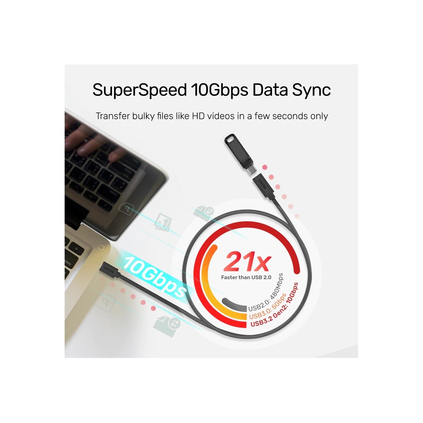 Unitek MC Type-C Extension Cable C14086BK-1.5M PD100W 1.5m (Boxed) — Buy in Cyprus with Fast Delivery