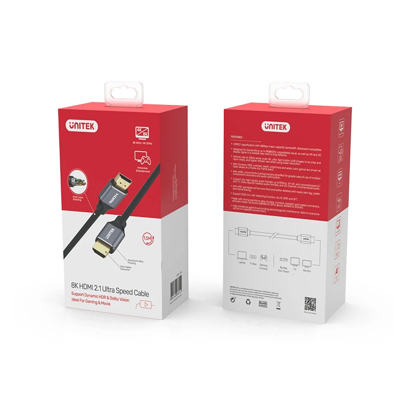 Buy Unitek HDMI Cable - C140W - HDMI 2.1 Cable, 8K60Hz, Metal, 5.0m in Cyprus, Nicosia, Limassol, Larnaka, Pafos