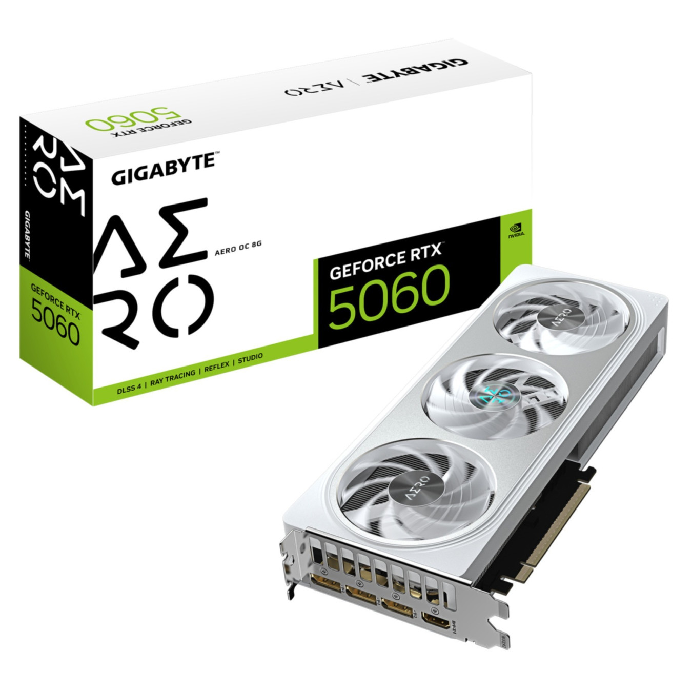 Gigabyte GeForce RTX 5060 AERO OC - 8GB GDDR7 White, 2595MHz Boost, WINDFORCE 3X, PCIe 5.0 — Buy in Cyprus with Fast Delivery