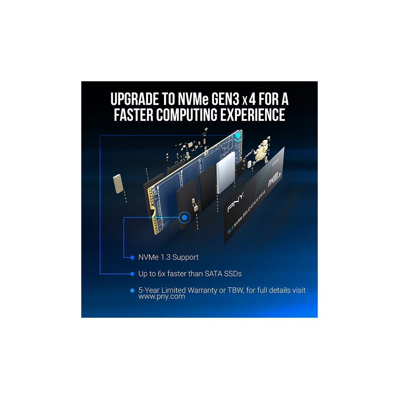 PNY CS1030 M280CS1030-250-RB - M.2 NVMe PCIe Gen3 SSD - 250GB 2500 MB/s | Armenius Store