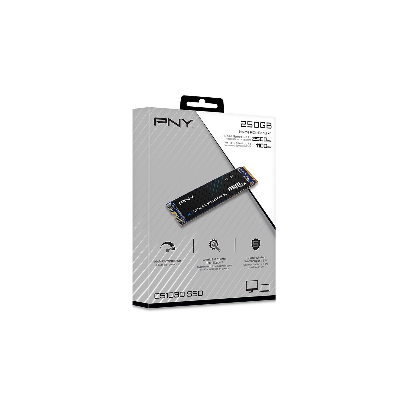 PNY CS1030 M280CS1030-250-RB - M.2 NVMe PCIe Gen3 SSD - 250GB 2500 MB/s | Armenius Store