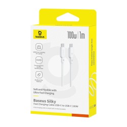 Buy Baseus Cable USB-C to USB-C Silky Series - 1.0m 100W White in Cyprus, Nicosia, Limassol, Larnaka, Pafos