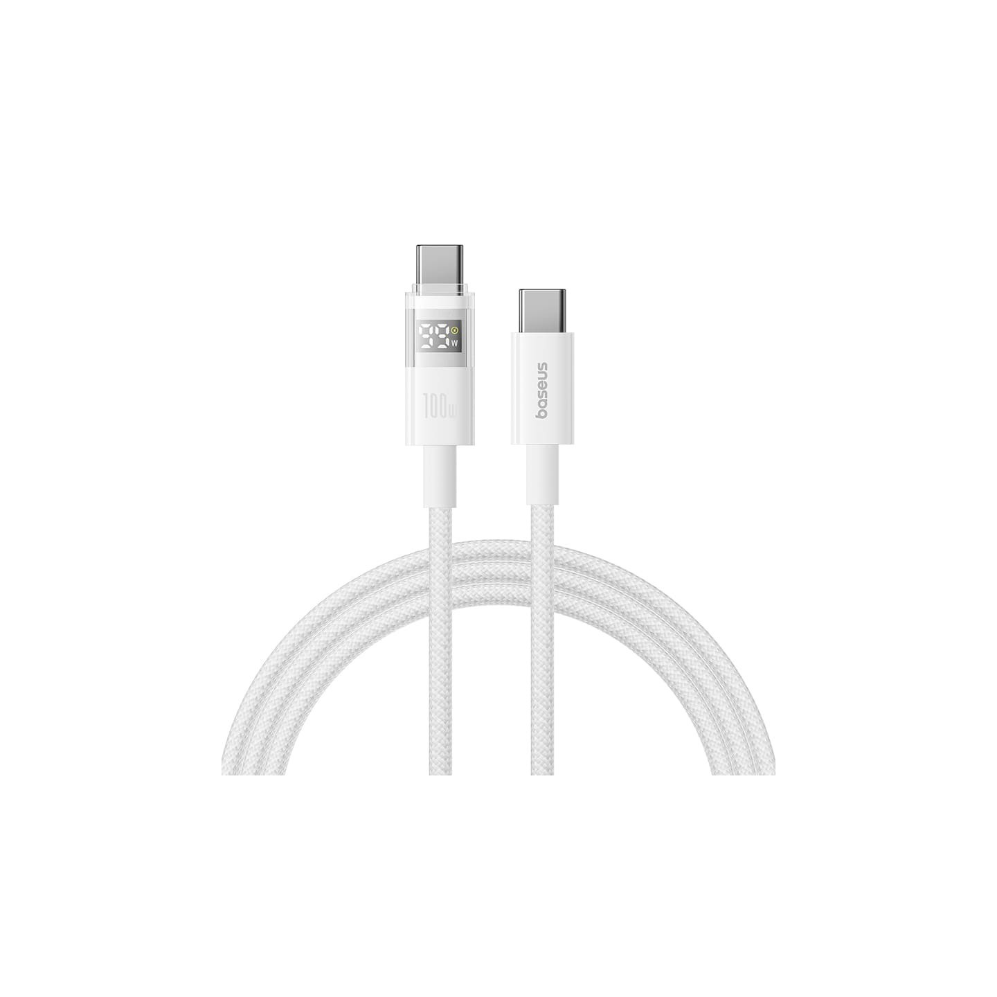 Baseus Display 2 USB-C to USB-C 100W Braided Cable 1m White (Boxed) — Buy in Cyprus with Fast Delivery
