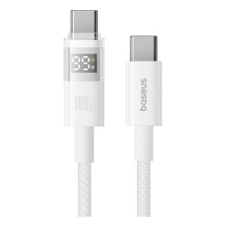 Baseus Display 2 USB-C to USB-C 100W Braided Cable 1m White (Boxed) — Buy in Cyprus with Fast Delivery