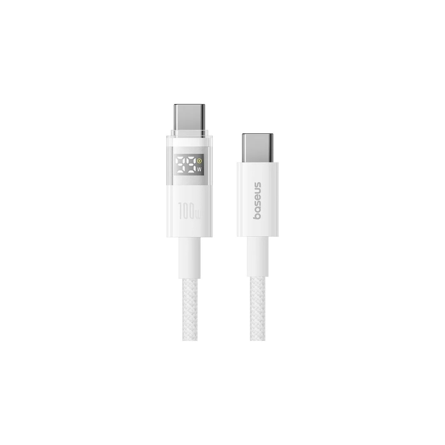 Baseus Display 2 USB-C to USB-C 100W Braided Cable 1m White (Boxed) — Buy in Cyprus with Fast Delivery