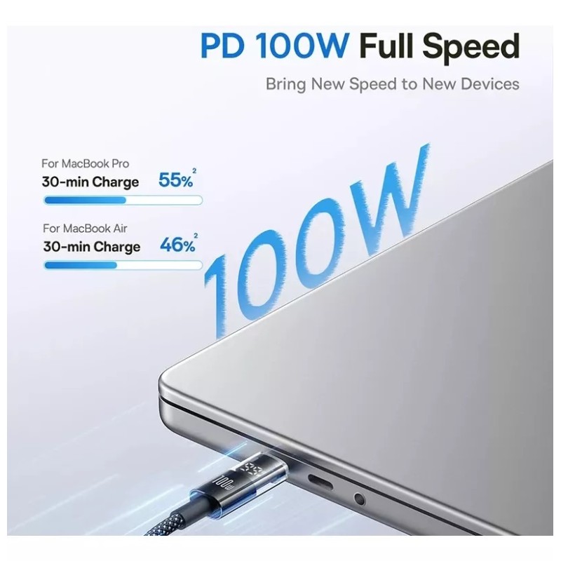 Buy Baseus Cable USB-C to USB-C - Display 2 Series Braided 100W 1.0m White in Cyprus, Nicosia, Limassol, Larnaka, Pafos