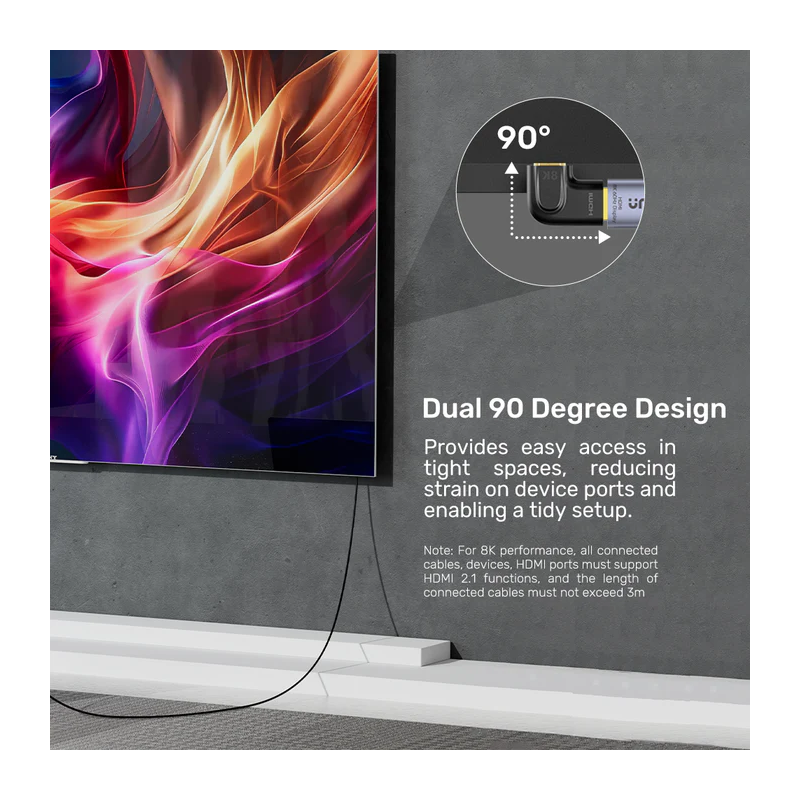 Buy Unitek HDMI Adaptor - A1047ABK - 1x90 & 1x270 degrees RA 8K60Hz Vertical in Cyprus, Nicosia, Limassol, Larnaka, Pafos