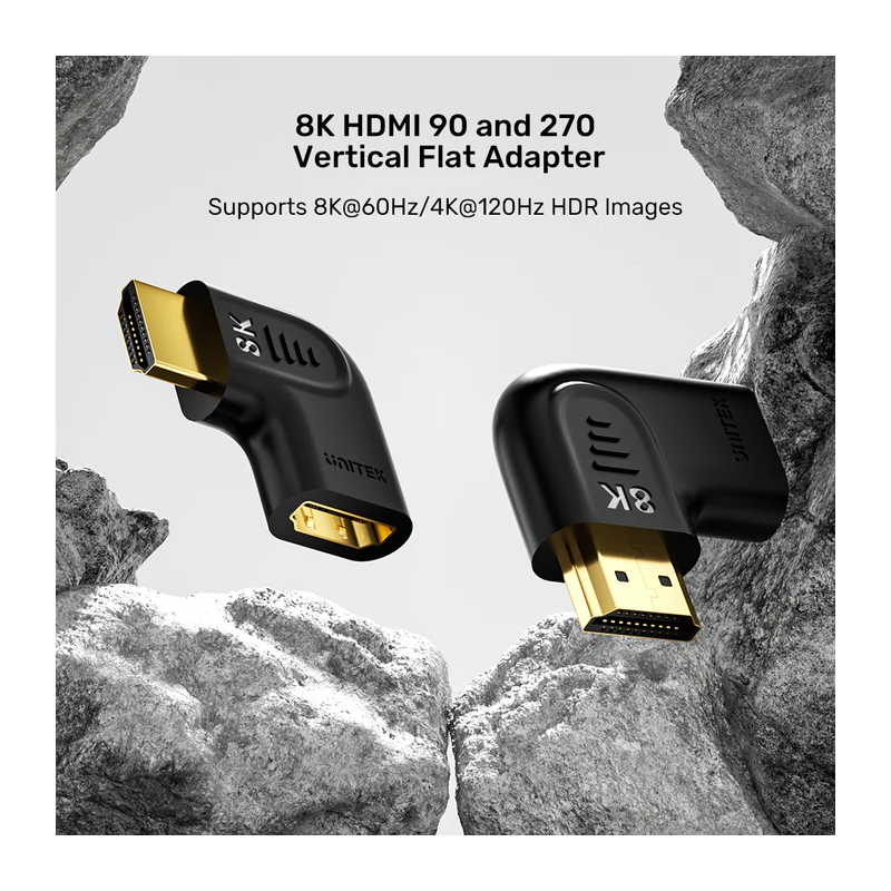 Buy Unitek HDMI Adaptor - A1047ABK - 1x90 & 1x270 degrees RA 8K60Hz Vertical in Cyprus, Nicosia, Limassol, Larnaka, Pafos