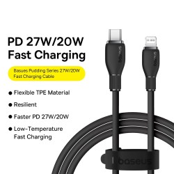 Buy Baseus Cable Lightning to USB-C Pudding Series - 20W 1.2m Black in Cyprus, Nicosia, Limassol, Larnaka, Pafos