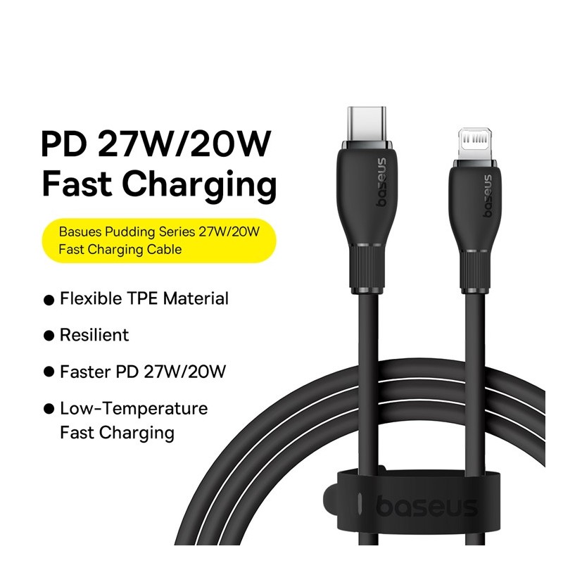 Buy Baseus Cable Lightning to USB-C Pudding Series - 20W 1.2m Black in Cyprus, Nicosia, Limassol, Larnaka, Pafos