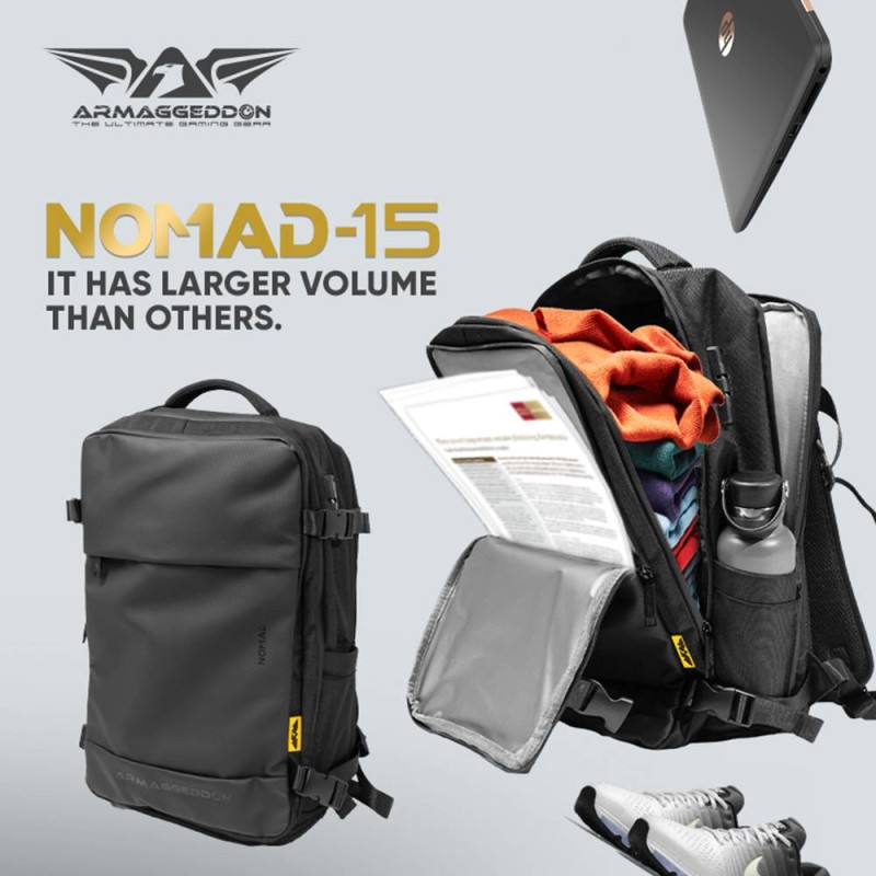 Buy Armaggeddon Gaming Bag with Lock, USB-C, Splashproof - NOMAD-15 - Carbon in Cyprus, Nicosia, Limassol, Larnaka, Pafos