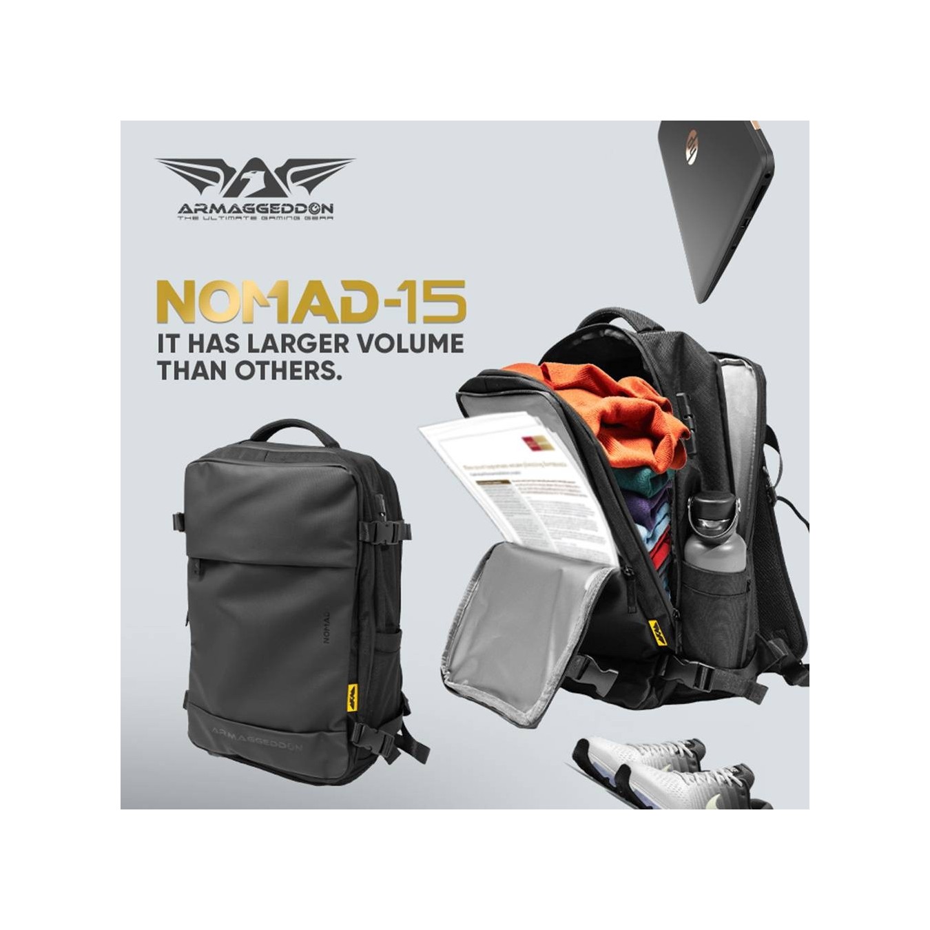Armaggeddon NOMAD-15 Carbon Gaming Bag – 16in Laptop, USB-C | Armenius Store
