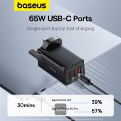 Buy Baseus Charger Wall - 65W USB-Cx2 USB-A UK+100W USB-C Cable Black in Cyprus, Nicosia, Limassol, Larnaka, Pafos