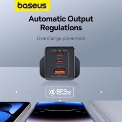 Buy Baseus Charger Wall - 65W USB-Cx2 USB-A UK+100W USB-C Cable Black in Cyprus, Nicosia, Limassol, Larnaka, Pafos
