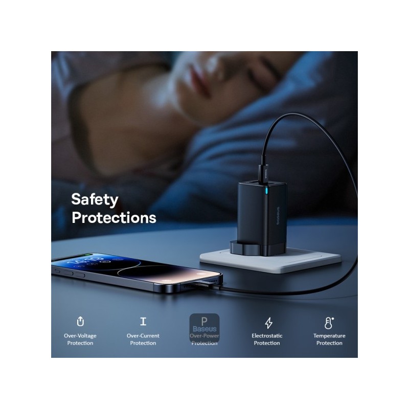 Buy Baseus Charger Wall - 65W USB-Cx2 USB-A UK+100W USB-C Cable Black in Cyprus, Nicosia, Limassol, Larnaka, Pafos