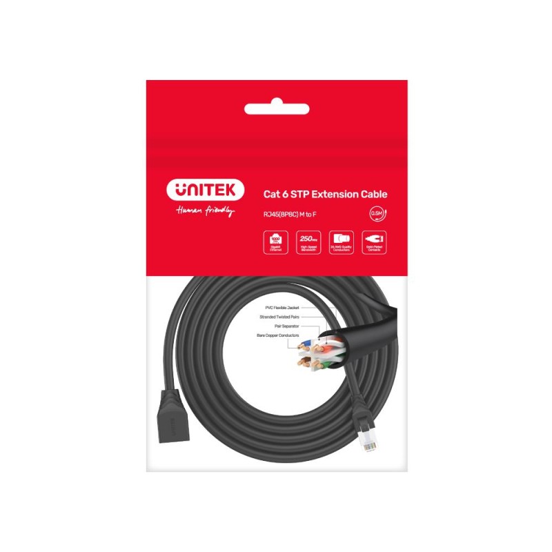 Buy Unitek Extension Cable - C1896BK-0.5M - CAT6 M-F Extension Cable 0.5m in Cyprus, Nicosia, Limassol, Larnaka, Pafos