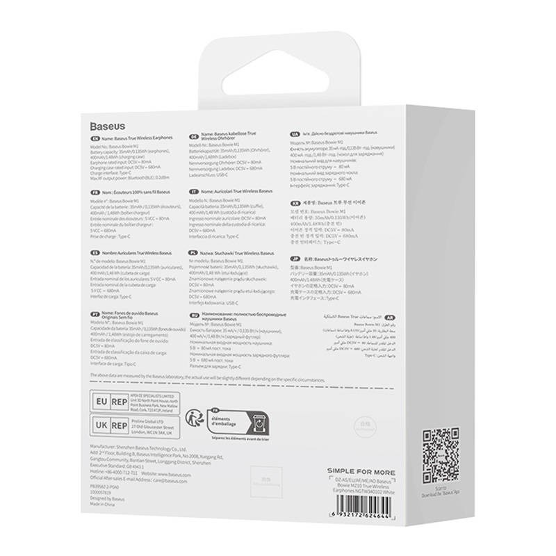 Buy Baseus Headphones In Ear TWS ANC White - MZ10 - In Ear, TWS, ANC, White in Cyprus, Nicosia, Limassol, Larnaka, Pafos