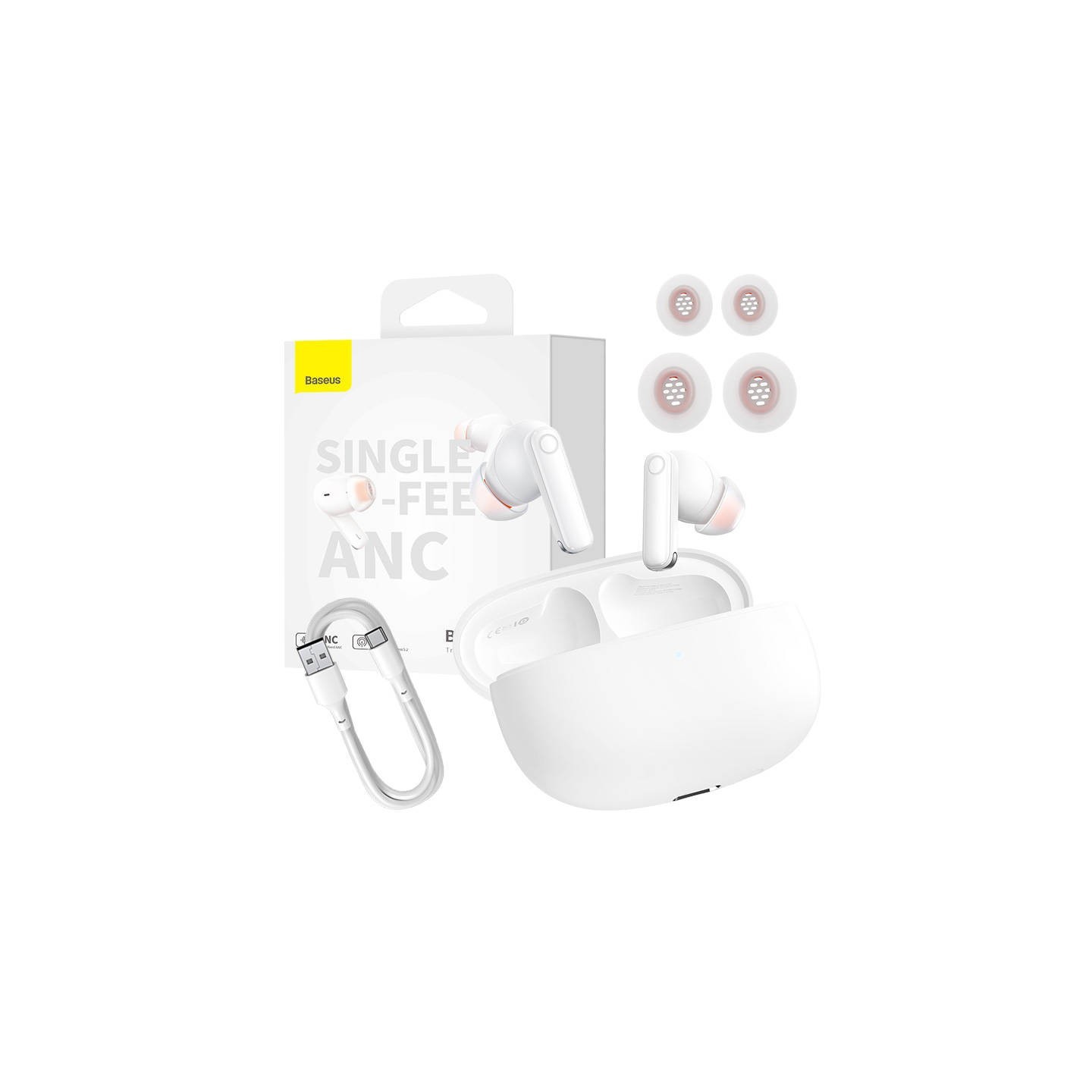 Baseus Headphones In Ear TWS ANC White - MZ10 - In Ear, TWS, ANC, White — Buy in Cyprus with Fast Delivery