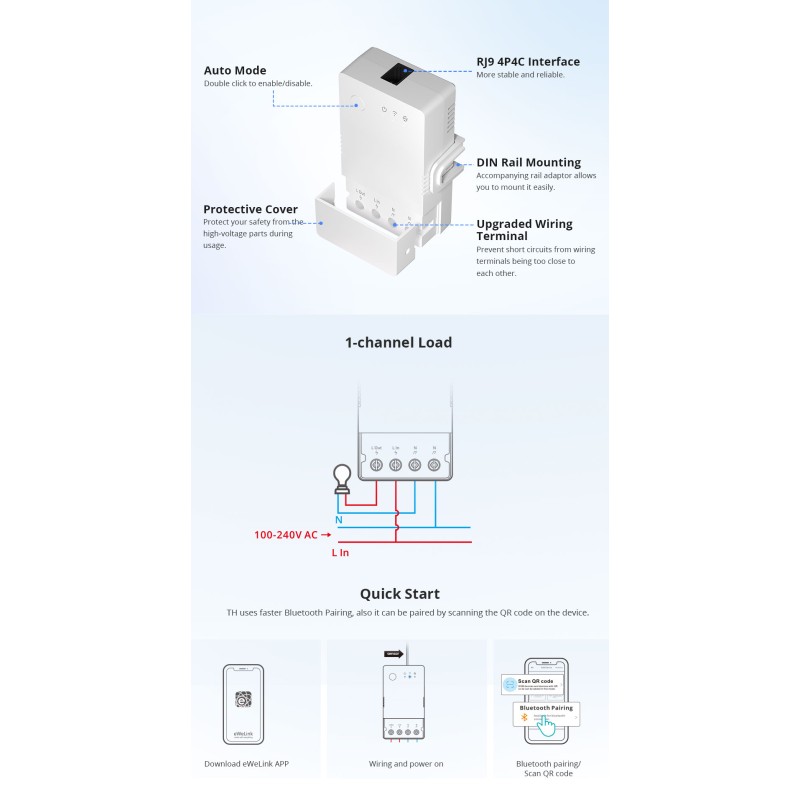 Buy Sonoff WiFi Smart Switch TH Origin - THR316 - 16A in Cyprus, Nicosia, Limassol, Larnaka, Pafos