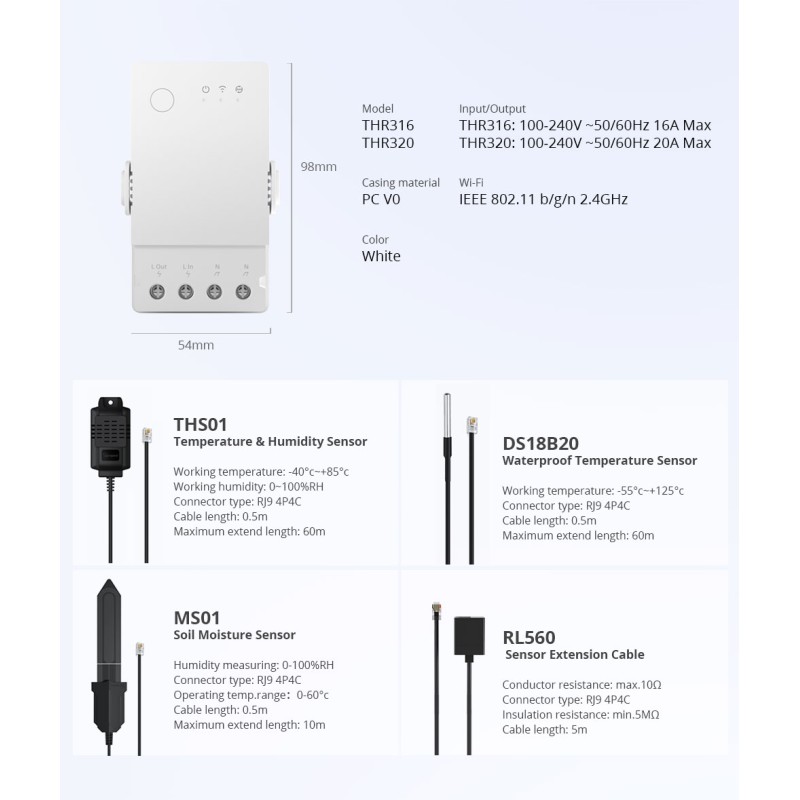 Buy Sonoff WiFi Smart Switch TH Origin - THR316 - 16A in Cyprus, Nicosia, Limassol, Larnaka, Pafos