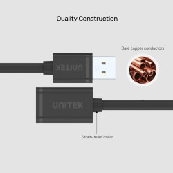 Buy Unitek UCE USB-A 2.0 Extension Cable 0.5m - Y-C447GBK in Cyprus, Nicosia, Limassol, Larnaka, Pafos